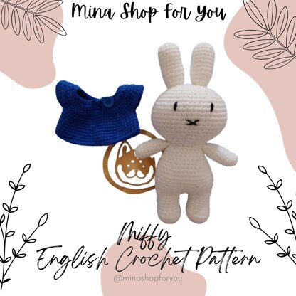 Miffy Amigurumi Crochet Pattern: 8-inch Doll with Dress (English PDF)