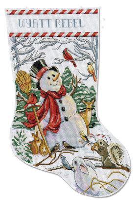 Design Works Woodland Snowman Stocking Cross Stitch Kit - 43cm