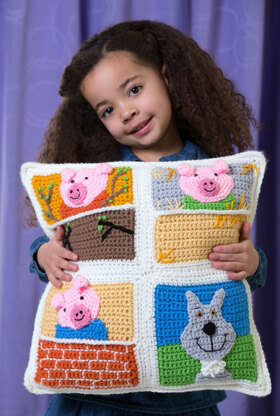 Three Little Pigs Pillow in Red Heart Super Saver Economy Solids - LW4682 - Downloadable PDF