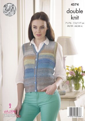 Cardigan & Waistcoat in King Cole Sprite DK - 4574 - Downloadable PDF