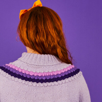 Bobble Yoke Jumper - Free Sweater Knitting Pattern For Women in Paintbox Yarns 100% Wool Worsted by Paintbox Yarns