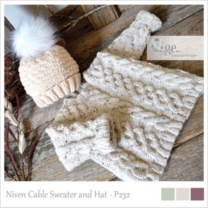 Niven Cable Sweater and Hat - P232