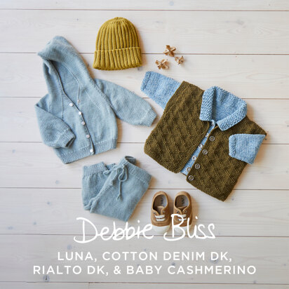 Baby Sport Jacket, Hoodie, Gilet, Joggers & Hat - Layette Knitting Pattern for Babies in Debbie Bliss - Downloadable PDF
