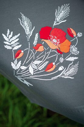 Vervaco Poppies Tablecloth Printed Embroidery Kit - 80 x 80 cm