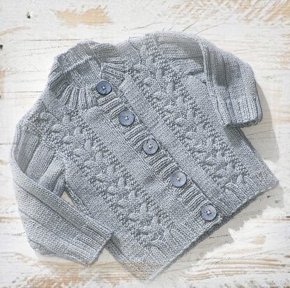 Baby / Child Sweater with Cables and Rib sleeve - P060