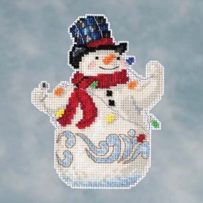 Mill Hill Snowman with Lights Cross Stitch Kit - 3.75in x 5in