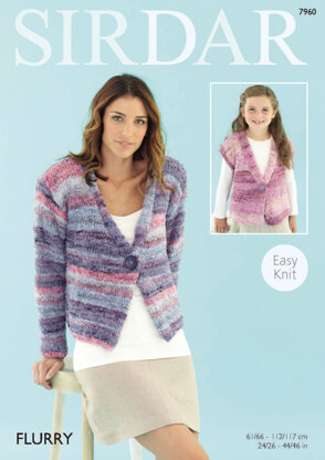 Long Sleeved and Sleeveless Jackets in Sirdar Flurry - 7960 - Downloadable PDF