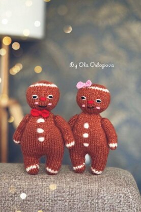 Gingerbread Man knitting toy pattern - 2 needles version