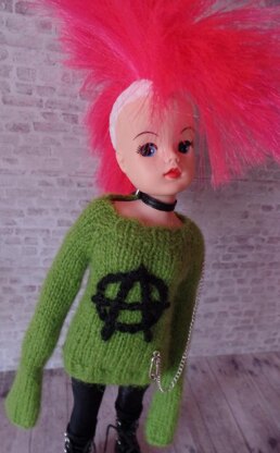 Anarchy boiled wool sweater for dolls