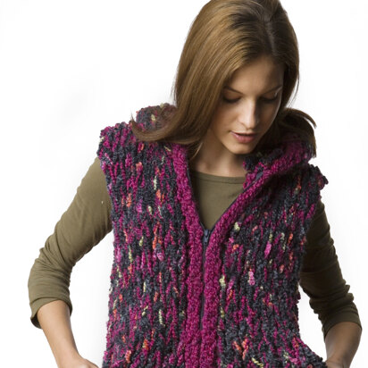 Hooded Ski Vest in Lion Brand Homespun - 60376 - knitting pattern