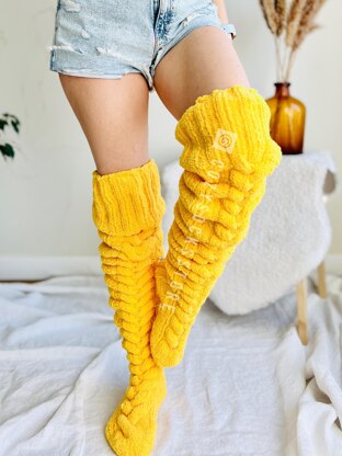 Plush cable stockings