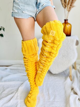 Plush cable stockings