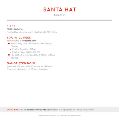 Paintbox Yarns Santa Hat PDF (Free)