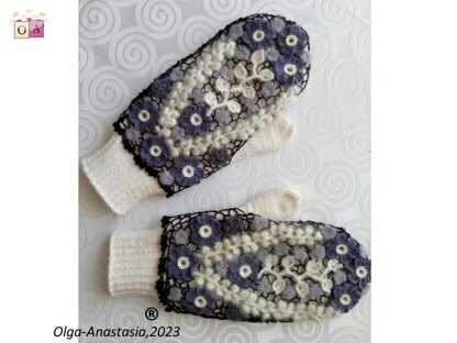 Finger mittens with Irish lace