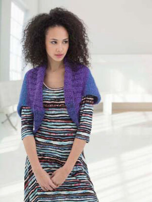 Ribbed Collar Bolero in Lion Brand Homespun - L40006