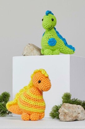 Stellan & Stanley Crochet Dinosaur in Red Heart Amigurumi - LM6283 - Downloadable PDF