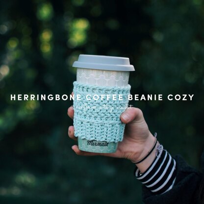 Herringbone Coffee Beanie Cozy