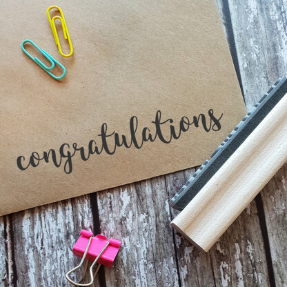 Skull and Cross Buns Congratulations Script Rubber Stamp