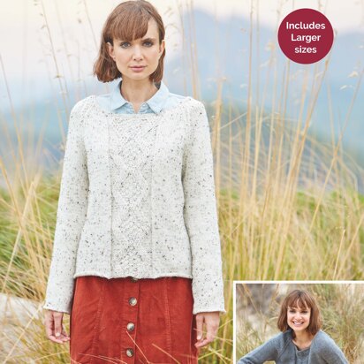 Sweater in Hayfield Bonus Aran Tweed with Wool - 8230 - Downloadable PDF