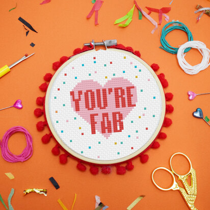 Exclusive to Lovecrafts: The Make Arcade Midi Cross Stitch Kit - You're Fab - 4in