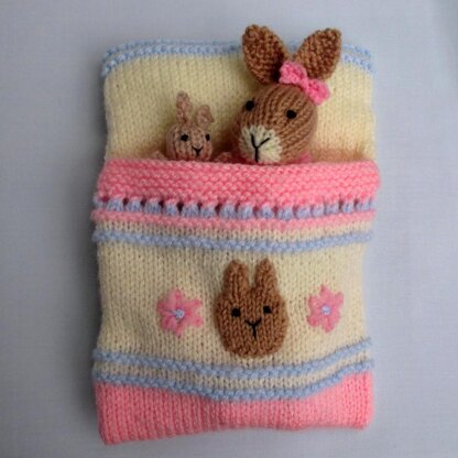 Bedtime Bunny and sleeping bag - knitted rabbit