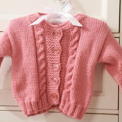 Princess Cardigan in Red Heart Soft Baby Steps Solids - LW3658-G
