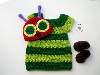 Hungry Caterpillar Hat, Dress and Shoes Outfit