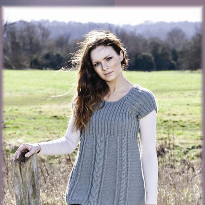 Knitted Rib & Cable Tunic in Twilleys Mist DK - 9177