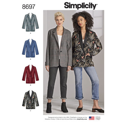 Simplicity 8697 Women's / Plus Size Oversized Blazer - Sewing Pattern