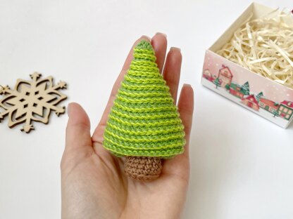 Crochet Christmas tree ornament pattern Amigurumi hanging ornament
