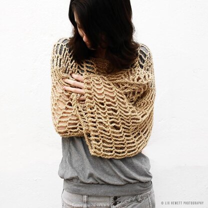 Convertible Lace Cropped Sweater/ Cowl/ Scarf in Triple Trebles