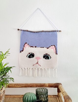 Cat Crochet Tapestry Wall Hanging