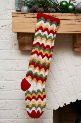 Zigzag Stocking in Red Heart Super Saver Economy Solids - LW3710