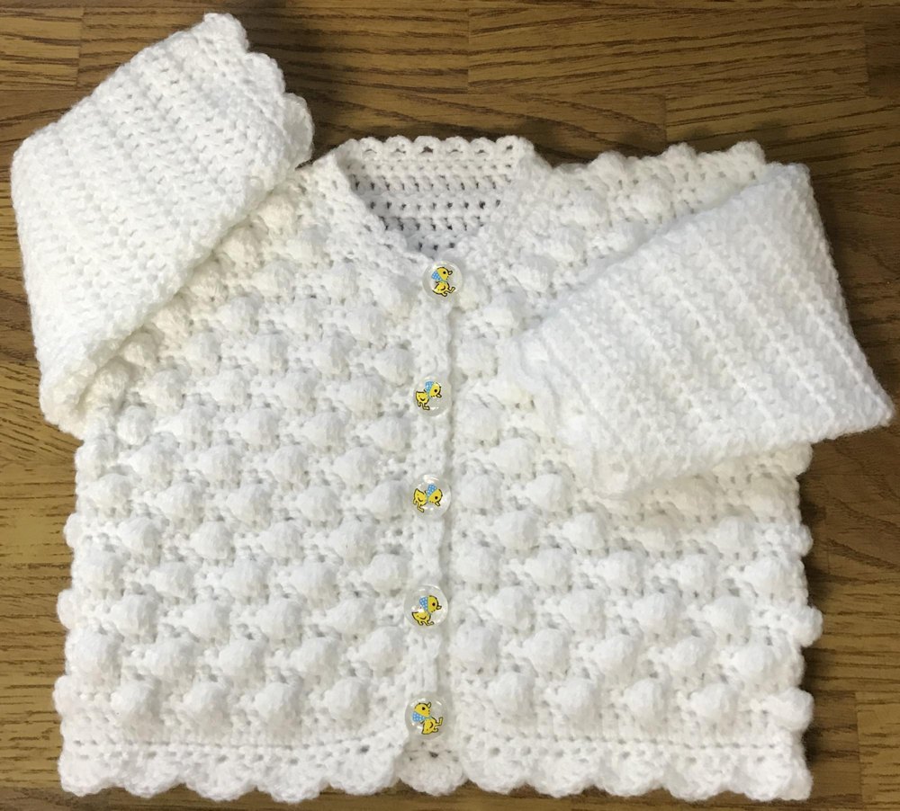 White bobble cardigan sale