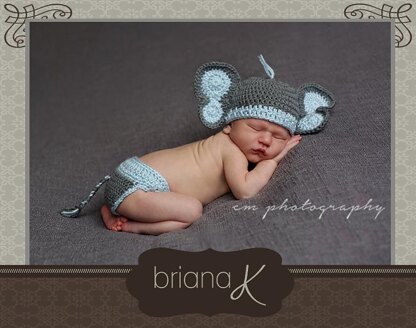 Newborn Elephant Hat and Diaper Cover Pattern for Boy or Girl