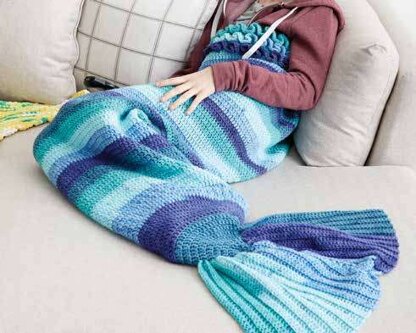 Crochet Mermaid Tail Snuggle Sack in Bernat Pop! - Downloadable PDF