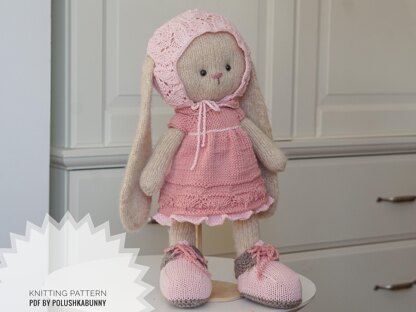 Doll clothes Knitting Pattern Outfit Shabby Chic Style for doll, lamb, bunny, kitty