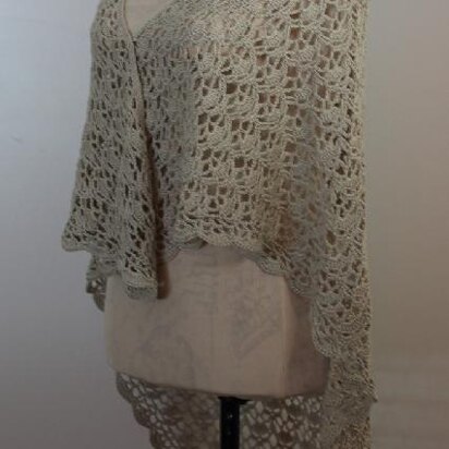 Triangular Lace Shawl with Scalloped Edging