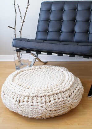 Crochet Cable Footstool Cover for Ikea's Alseda Footstool