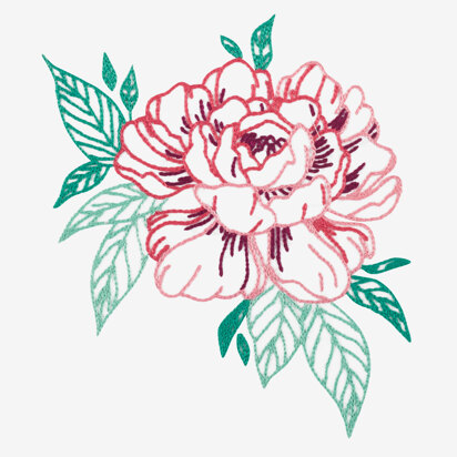 Single Peony  in DMC - PAT0337 -  Downloadable PDF