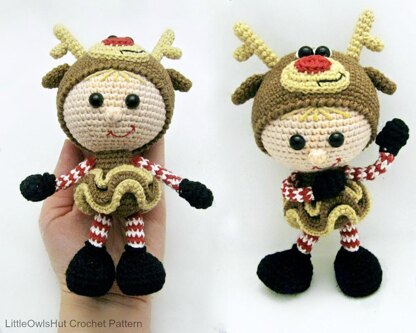 Girl Doll in a Reindeer outfit