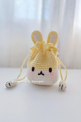 Bunny and Cat drawstring pouch bag