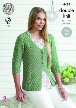 Cardigan and Sweater in King Cole Bamboo Cotton DK - 4485 - Leaflet