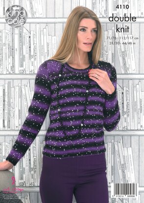 Ladies Cap Sleeved Cardigan and Long Sleeved Sweater in King Cole Galaxy DK - 4110 - Downloadable PDF