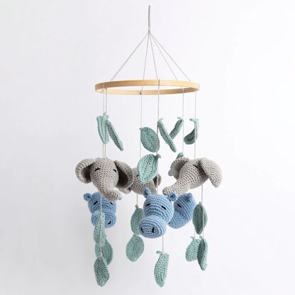 Wool Couture Hippo & Elephant Baby Mobile Crochet Kit