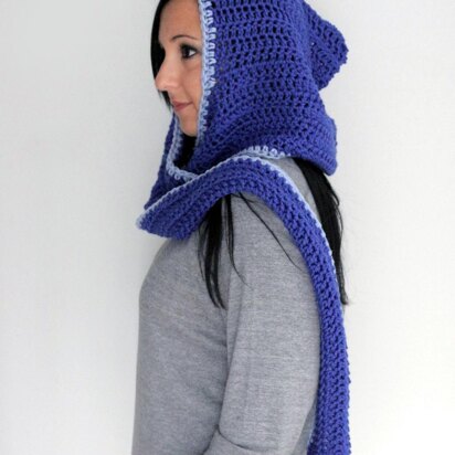 Chole easy hooded scarf with pocket free crochet pattern.