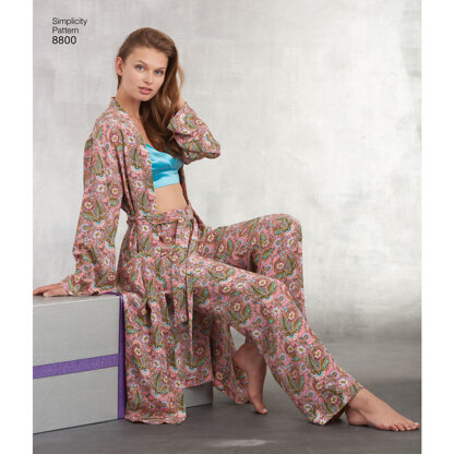 Simplicity 8800 Misses Robe, Pants, Top and Bralette - Paper Pattern, Size A (XS-S-M-L-XL)