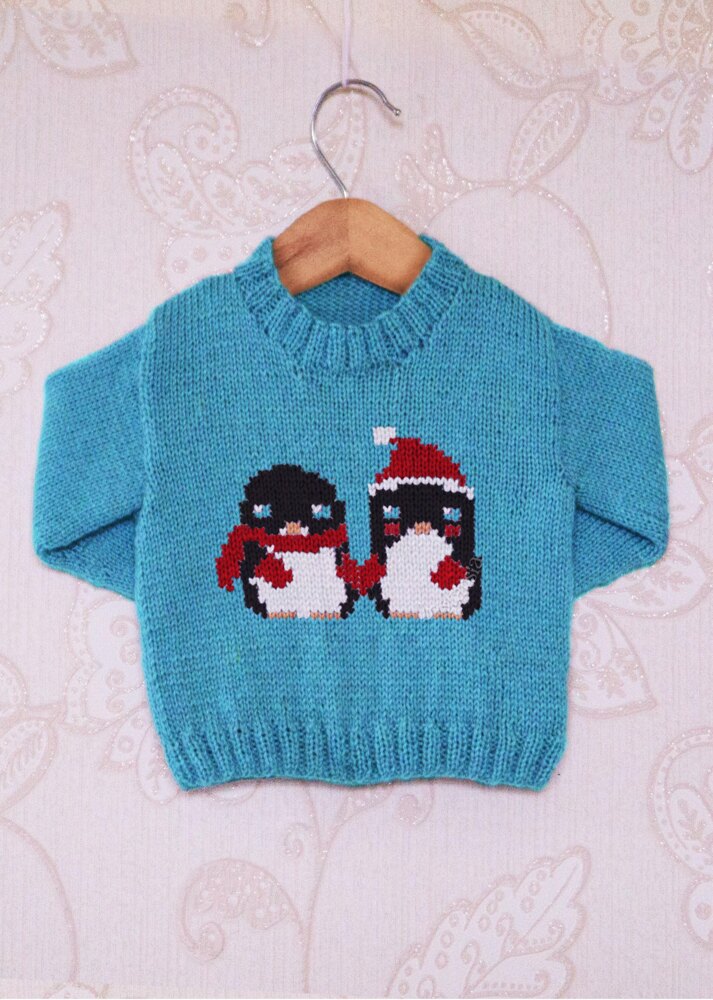 Intarsia Lovely Penguins Chart Childrens Jumper Knitting pattern