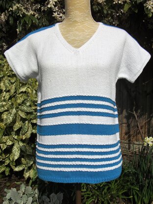 2 Tone Striped V Neck Sweater