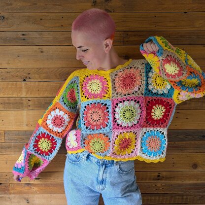 Patchwork Petals Pullver